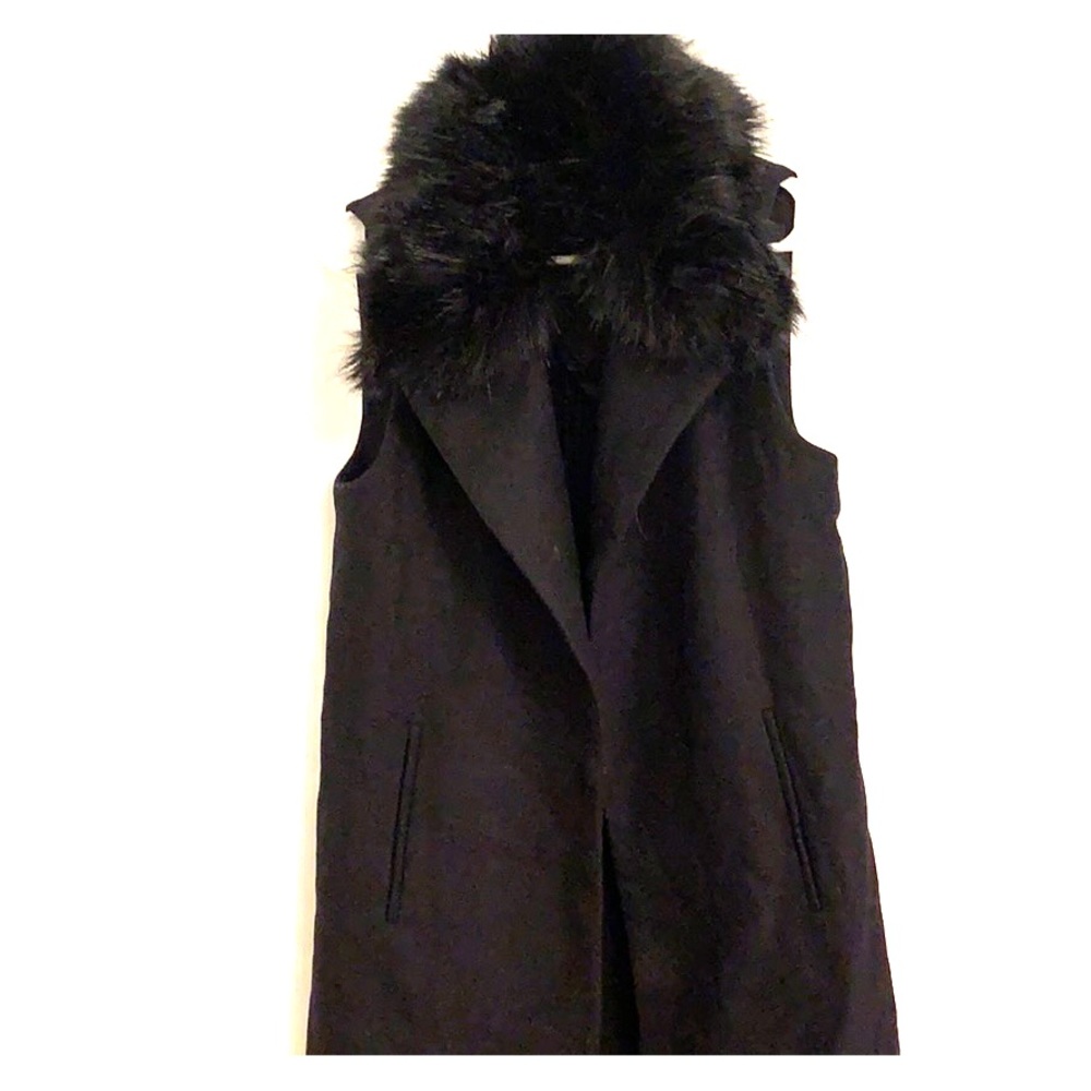 COPY - Zara Black Vest Jacket-Removable Vegan Fur…